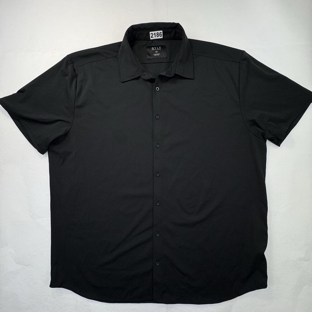 BYLT Executive Stretch 2.0 Shirt Mens 2XL Black Short Sleeve Button Up